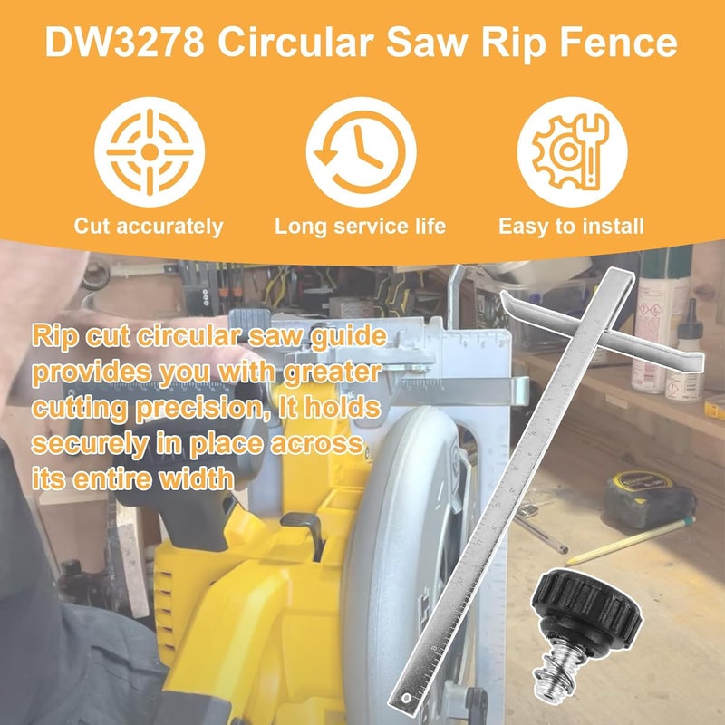 uhzz DW3278 Circular Saw Rip Fence for DEWALT DCS575, DCS570, DCS577, DWE575 and DWS535 Circular Saw, Cutting Fence for 7-1/4-Inch to 8-1/4-Inch Circular Saws, with Round Head Stop Screw and Spring(2-Pack) - Image 4